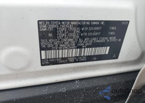 2021 Toyota Rav4 Le from USA, damaged, VIN 2T3F1RFV7MC244892